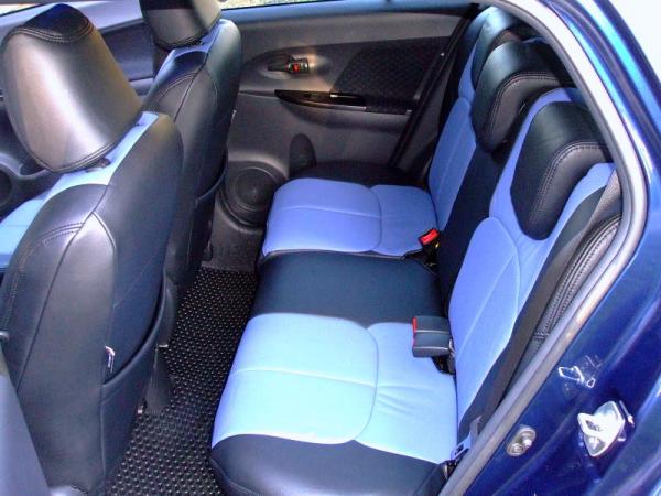 Clazzio blue perforated leather seat covers, rear seats